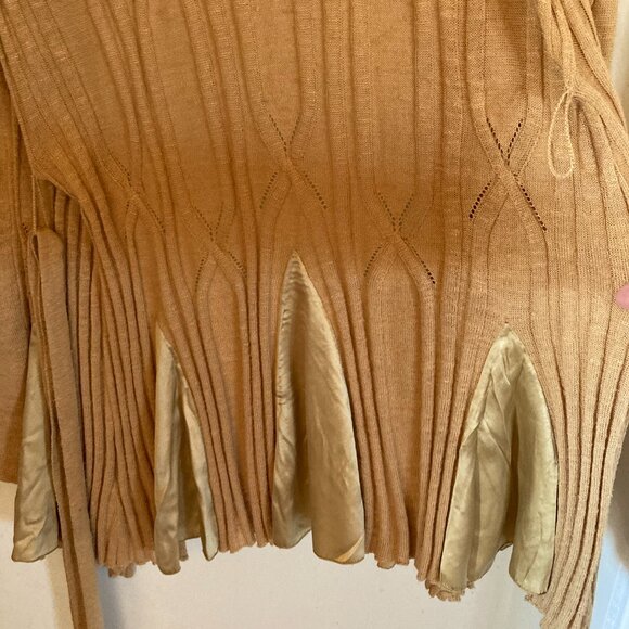 Vintage Anthropologie Knitted & Knotted Gold Cardigan Sweater MED - Picture 8 of 10